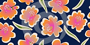 Modern exotic floral jungle pattern. Collage contemporary seamless pattern. Hand drawn fashion style pattern.