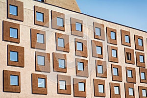 Close up glass building tower .modern facade, abstract background, texture. financial office and reflection window to sky