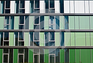 Modern facade in different shades of green