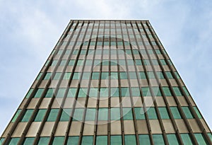 Modern facade with green windows