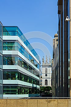 Modern facades and traditional buildings in London