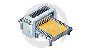 Modern factory conveyor belt processing flat golden material efficiently