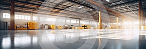 Modern factory, warehouse, shop or store, space on concrete floor for industrial