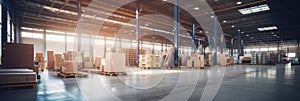 Modern factory, warehouse, shop or store, space on concrete floor for industrial