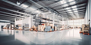 Modern factory, warehouse, shop or store, space on concrete floor for industrial