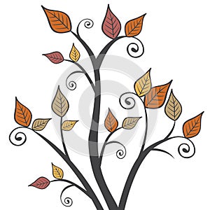 Modern Fall Autumn Leaves Branches Square Illustration