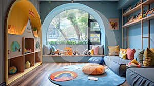 Modern Fantasyland: A stylish, child-centric room designed for learning, playing, and dreaming photo