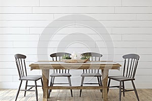 Modern farmhouse dining-room. 3d render