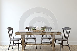 Modern farmhouse dining-room. 3d render photo