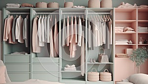 Modern fashion collection hanging in elegant boutique store cabinet generated by AI