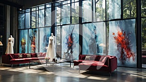 A Modern fashion studio with a glass wall HD glass wall mockup 1920 * 1080 background