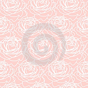 Modern fashionable hand drawn vector seamless floral ditsy rose pattern. Modern elegant repeating blooming flower texture