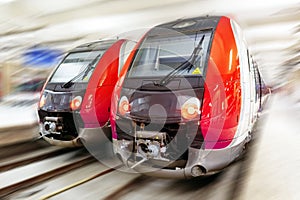 Modern Fast Passenger Train. Motion effect