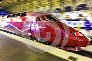 Modern Fast Passenger Train. Motion effect