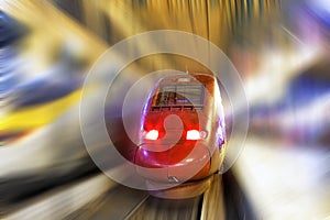 Modern Fast Passenger Train. Motion effect