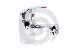 Modern faucet, a cold/hot water mixer tap, for the bathroom isolated on a white background