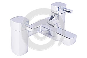 Modern faucet, a cold/hot water mixer tap, for bathroom and kitchen isolated on a white background