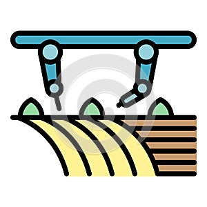 Modern field robot icon color outline vector