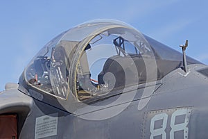 Modern Fighter Jet Cockpit with Closed Canopy Up Close