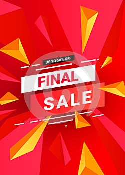 Modern Final sale banner template design with red triangles design elements for Christmas poster, banners, flyers, card