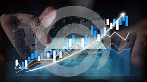Modern Financial Analysis with Graphs and Data Visualization Showing Growth Trends and Market Dynamics in a Digital