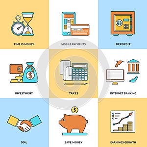 Modern financial line icons