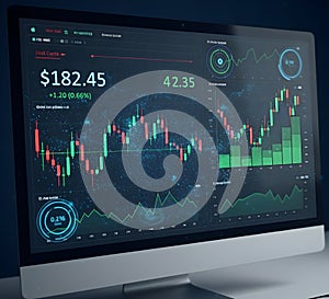 Modern Financial Trading Dashboard on Computer Screen