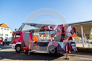 Modern fire fighter truck equipped with the latest tools for rescue operations