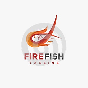 Modern Fire fish logo icon vector template