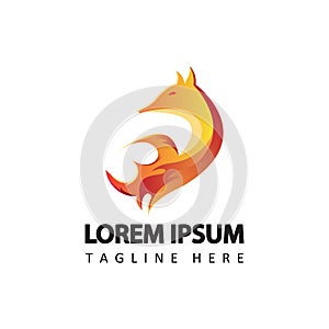 modern fire wolf logo template design vector in isolated white background