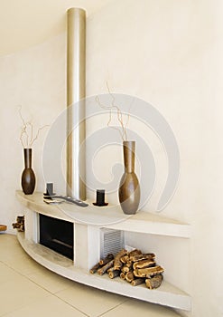 Modern Fireplace with showpiece