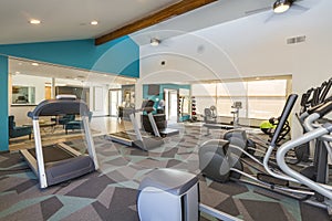 Modern Fitness Center with Treadmills