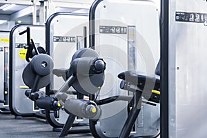 Modern fitness gym. Sports gym or fitness equipment