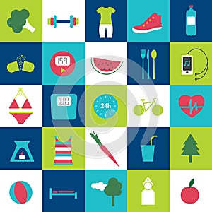 Modern fitness and health life stale icon.