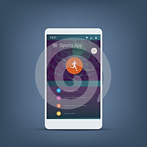 Modern fitness tracker application user interface for running or other sport monitor activity. Set of vector icons and