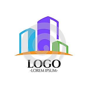 Modern Flat Building vector logo design template for construction