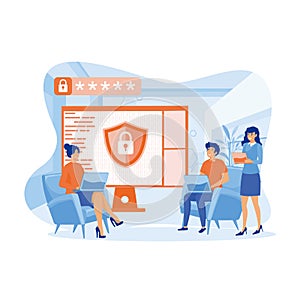 Modern flat cartoon design concept of Data Protection