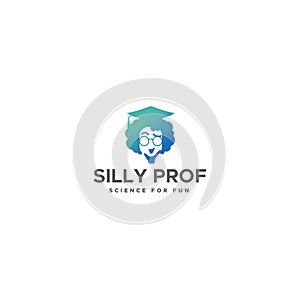 Modern flat colorful SILLY PROF happy logo design photo