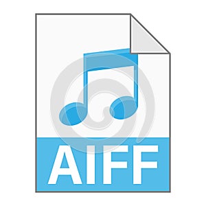 Modern flat design of AIFF file icon for web