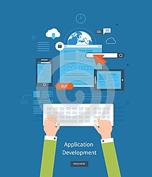 Modern flat design application development concept