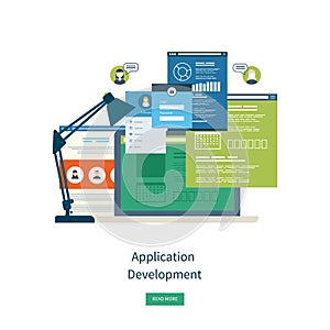 Modern flat design application development concept