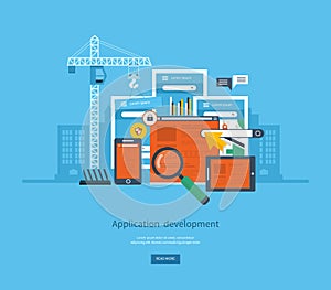 Modern flat design application development concept
