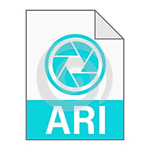 Modern flat design of ARI file icon for web