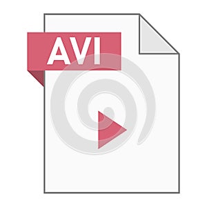 Modern flat design of AVI file icon for web