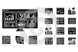Modern flat design collection of business analytics and data visualization icons for dashboards infographics and reportsdigital