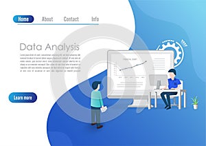 Modern flat design concept of Big Data Analysis for website and computer website development. Landing page template. Digital