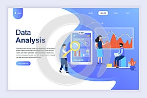 Modern flat design concept of Big Data Analysis for website and mobile website development. Landing page template.