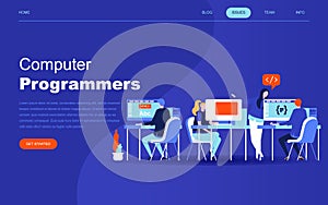 Modern flat design concept of Computer Programmers for website and mobile website development.
