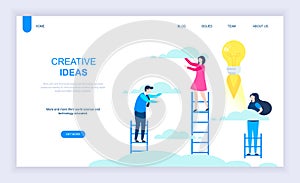 Modern flat design concept of Creative Idea with decorated small people character for website and mobile website