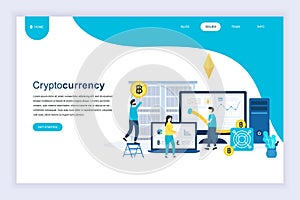 Modern flat design concept of Cryptocurrency Exchange for website and mobile website development. Landing page template.